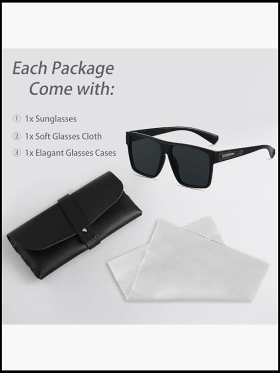 Square Polarized Sunglasses UV Protection Oversized Flat Top Driving main image 4
